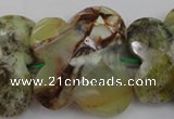 CFG939 30*33mm faceted & carved butterfly yellow & green opal beads