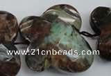 CFG945 30*33mm faceted & carved butterfly green opal gemstone beads