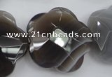 CFG948 32*33mm faceted & carved flower grey botswana agate beads