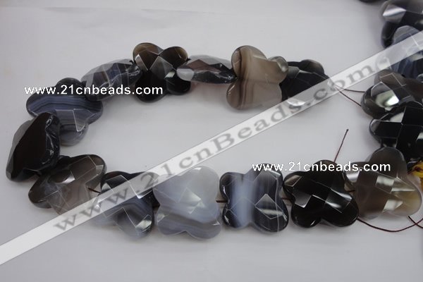 CFG951 30*33mm faceted & carved butterfly grey botswana agate beads