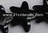 CFG954 15.5 inches 30*33mm faceted & carved star black agate beads