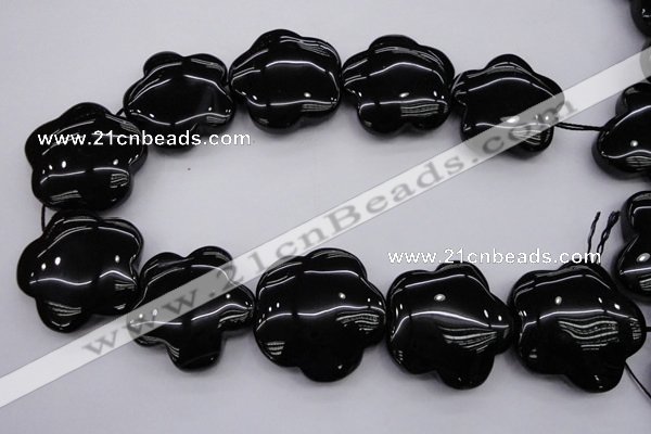 CFG956 15.5 inches 32*33mm carved flower black agate beads