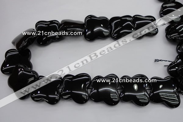 CFG959 15.5 inches 30*33mm carved butterfly black agate beads