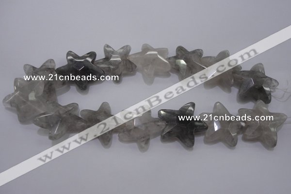 CFG961 15.5 inches 30*33mm faceted & carved star cloudy quartz beads