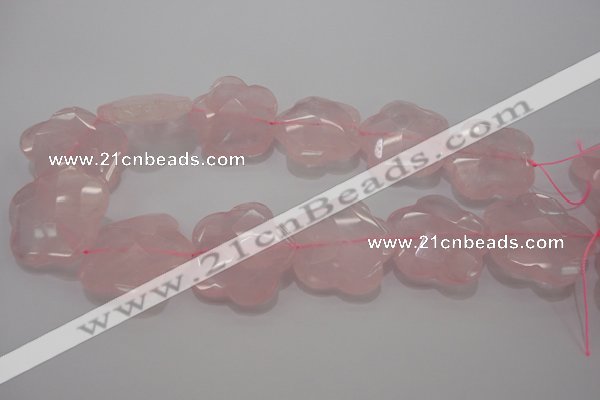 CFG967 15.5 inches 32*33mm faceted & carved flower rose quartz beads