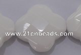 CFG971 15.5 inches 32*33mm faceted & carved flower white porcelain beads