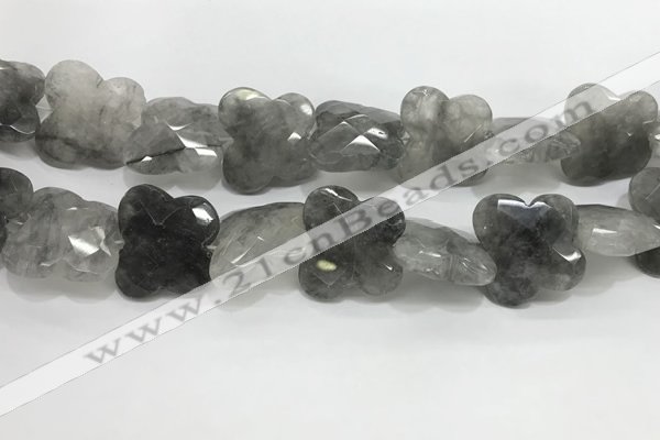 CFG975 15.5 inches 30*33mm carved butterfly cloudy quartz beads