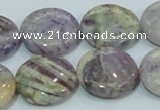 CFJ01 15.5 inches 20mm flat round natural purple flower stone beads