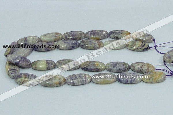 CFJ05 15.5 inches 15*30mm oval natural purple flower stone beads