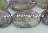 CFJ06 15.5 inches 22*30mm oval natural purple flower stone beads