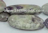 CFJ07 15.5 inches 20*40mm oval natural purple flower stone beads