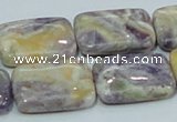 CFJ08 15.5 inches 18*25mm rectangle natural purple flower stone beads