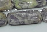 CFJ09 15.5 inches 20*40mm rectangle natural purple flower stone beads