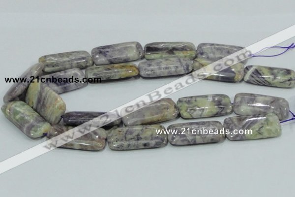 CFJ09 15.5 inches 20*40mm rectangle natural purple flower stone beads