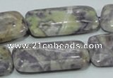 CFJ11 15.5 inches 15*30mm rectangle natural purple flower stone beads