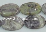 CFJ14 15.5 inches 18*25mm oval natural purple flower stone beads