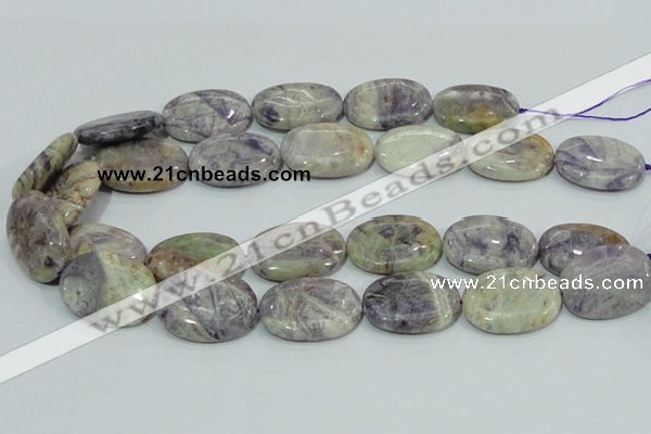 CFJ14 15.5 inches 18*25mm oval natural purple flower stone beads