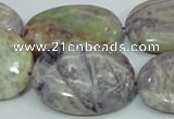 CFJ15 15.5 inches 30*40mm oval natural purple flower stone beads