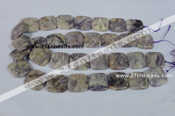 CFJ19 15.5 inches 30*30mm square natural purple flower stone beads