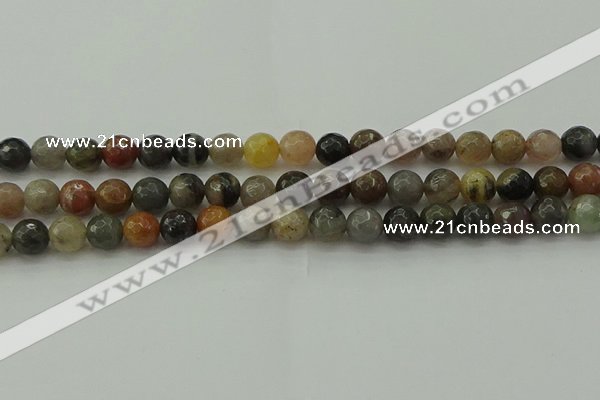 CFJ212 15.5 inches 8mm faceted round fancy jasper beads wholesale