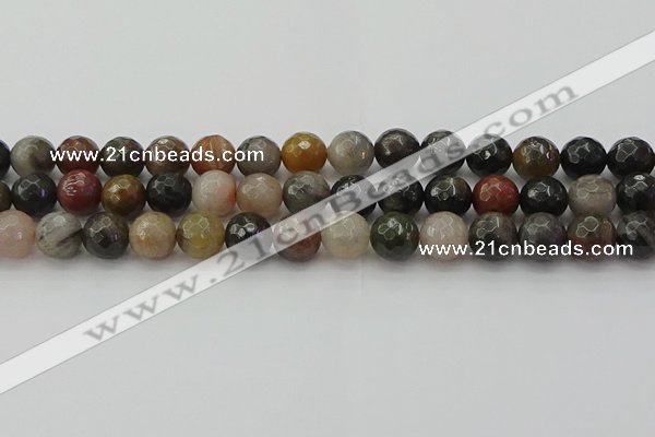 CFJ213 15.5 inches 10mm faceted round fancy jasper beads wholesale