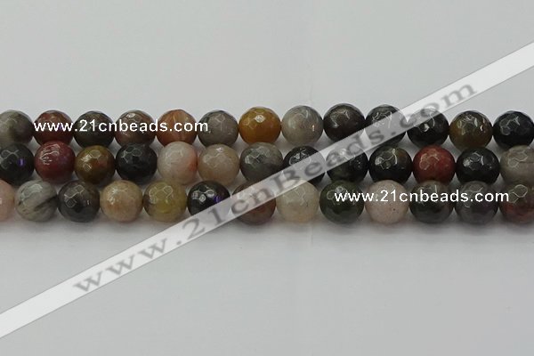 CFJ214 15.5 inches 12mm faceted round fancy jasper beads wholesale