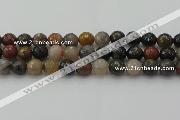 CFJ215 15.5 inches 14mm faceted round fancy jasper beads wholesale