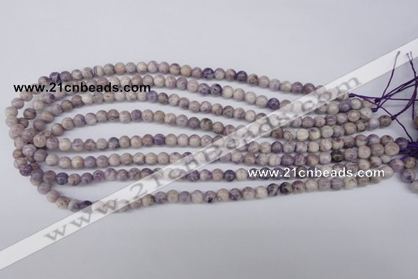 CFJ24 15.5 inches 6mm round natural purple flower stone beads