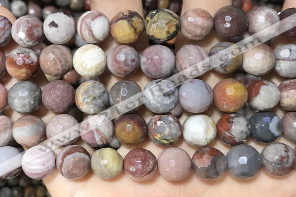 CFJ254 15.5 inches 12mm faceted round fantasy jasper beads wholesale