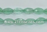CFL102 15.5 inches 8*12mm faceted rice natural green fluorite beads