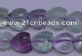 CFL1052 15 inches 10*10mm heart natural fluorite gemstone beads