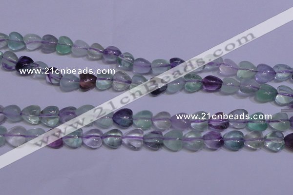CFL1052 15 inches 10*10mm heart natural fluorite gemstone beads