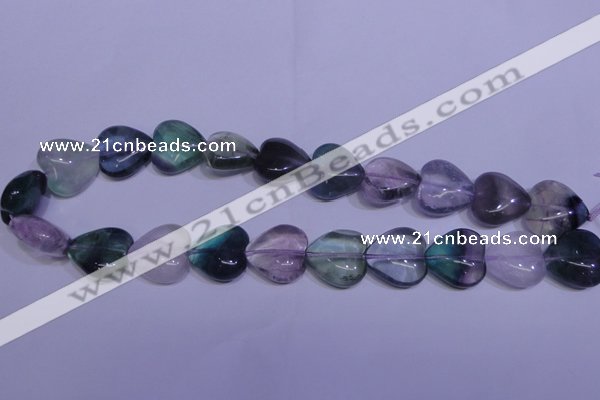 CFL1057 15 inches 20*20mm heart natural fluorite gemstone beads