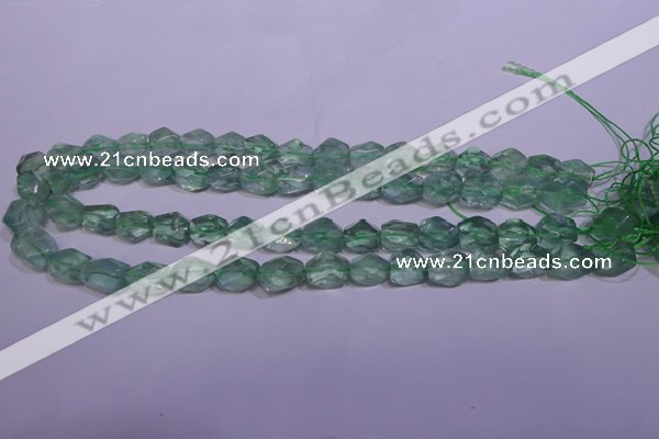 CFL1082 15 inches 9*12mm faceted nuggets green fluorite beads