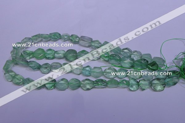 CFL1083 15 inches 10*13mm faceted nuggets green fluorite beads