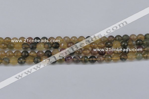 CFL1113 15.5 inches 10mm faceted round yellow fluorite gemstone beads