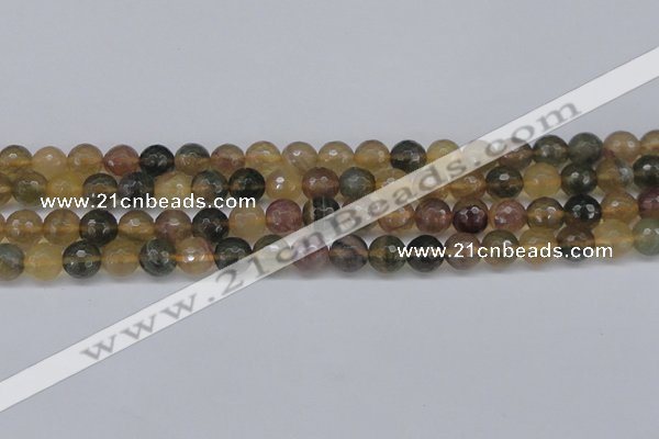 CFL1115 15.5 inches 14mm faceted round yellow fluorite gemstone beads