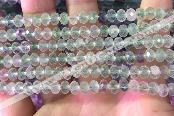 CFL1142 15.5 inches 4*6mm faceted rondelle fluorite gemstone beads