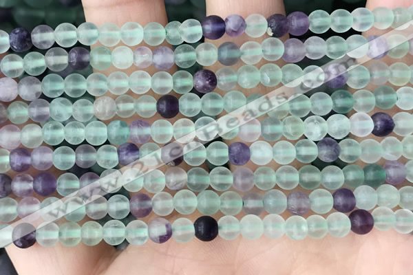 CFL1145 15.5 inches 4mm round matte fluorite beads wholesale