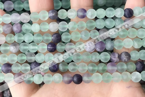 CFL1146 15.5 inches 6mm round matte fluorite beads wholesale