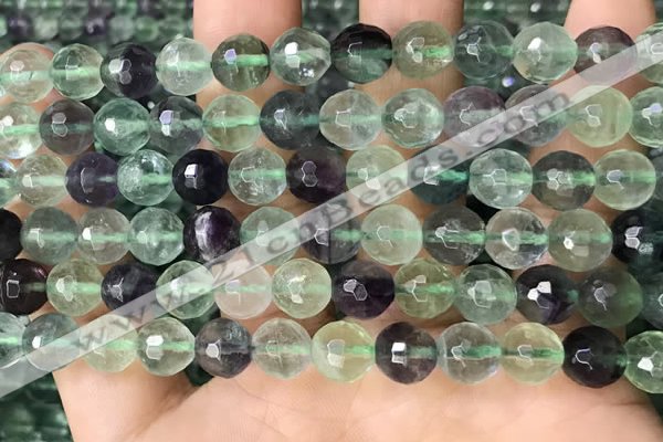 CLF1156 15.5 inches 8mm faceetd round fluorite gemstone beads