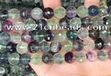 CLF1157 15.5 inches 10mm faceetd round fluorite gemstone beads