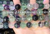 CLF1158 15.5 inches 12mm faceetd round fluorite gemstone beads