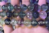 CLF1159 15.5 inches 14mm faceetd round fluorite gemstone beads