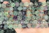 CLF1167 15.5 inches 8mm carved round fluorite gemstone beads