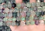 CLF1168 15.5 inches 10mm carved round fluorite gemstone beads