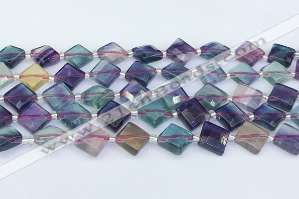 CFL1230 15.5 inches 12mm faceted diamond fluorite beads