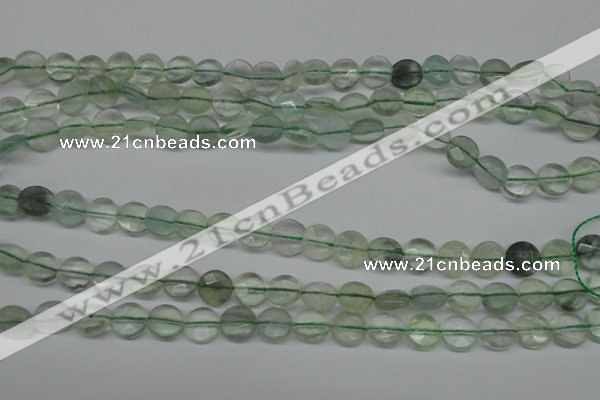 CFL131 15.5 inches 8mm faceted coin green fluorite beads