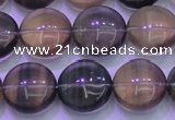 CFL1333 15.5 inches 14mm flat round purple fluorite gemstone beads