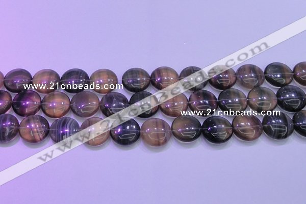 CFL1336 15.5 inches 18mm flat round purple fluorite gemstone beads